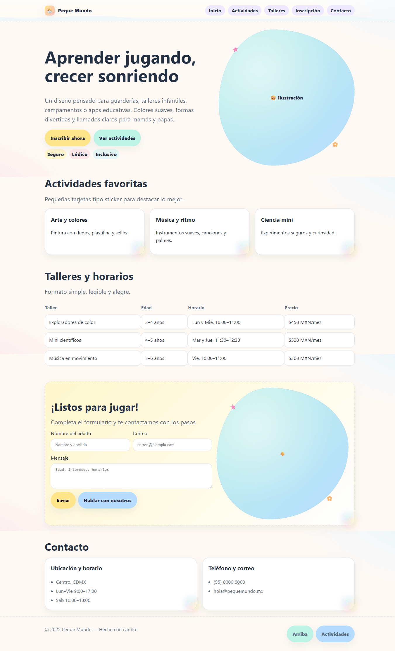 Hero infantil con blob